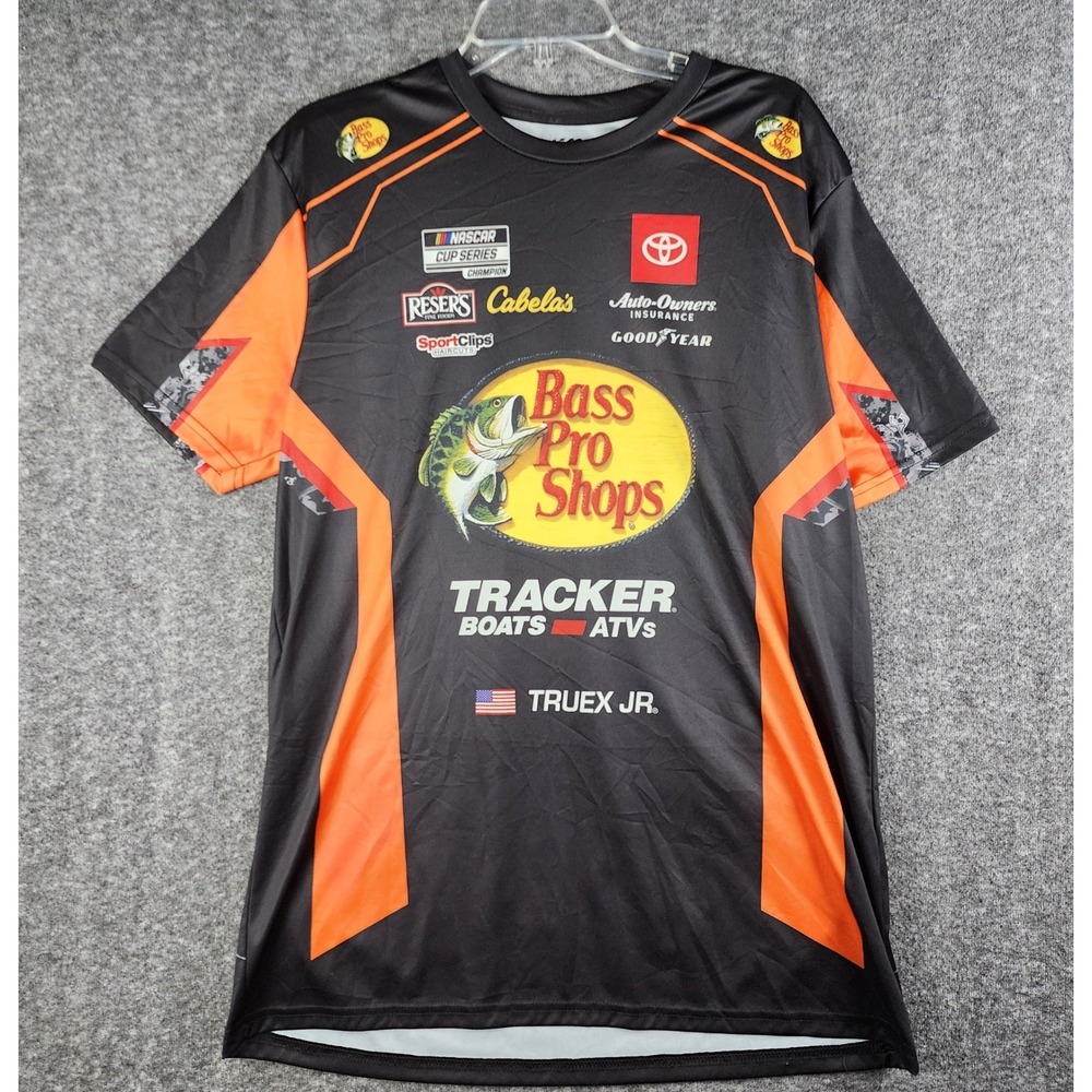 Joe Gibbs Racing Martin Truex Jr Mens Large Black Orange Bass Pro Shops Jersey